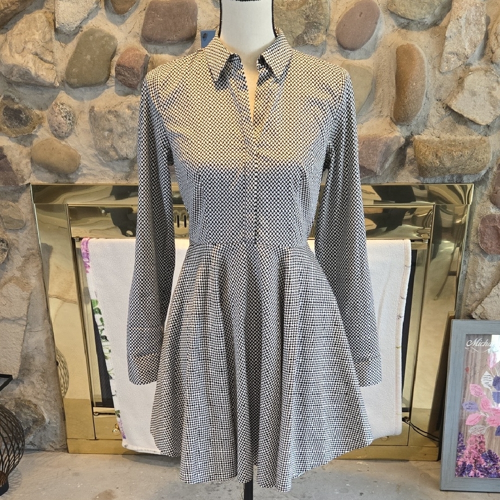 Express Black and White Long Sleeve Mini Dress
